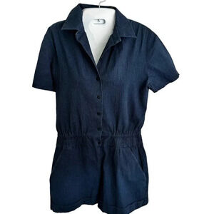 Carven Paris Navy Blue Cotton Crepe Texture Romper Women's 40 (US‎ 12) EUC